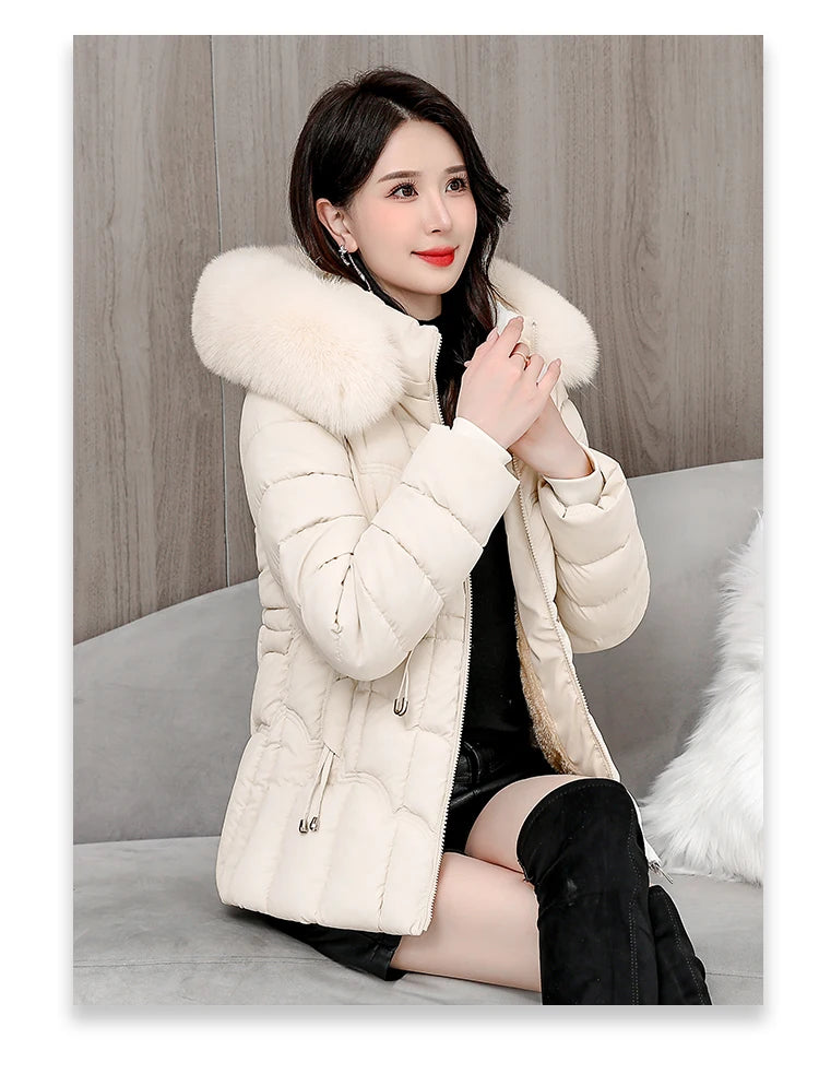 Winter 2025 New Down Jacket Women Parkas Fashion High-Quality Warm Cotton Padded Coat Ladies Short Overcoat Hooded Overwear Tops