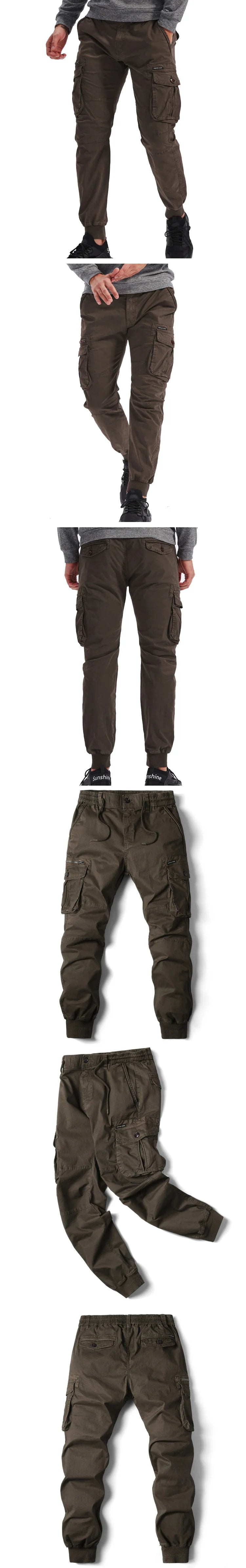Cargo Pants Men Jogging Casual Pants Cotton Elastic Waist Military Mens Streetwear Mens Work Tactical  Trousers Plus Size