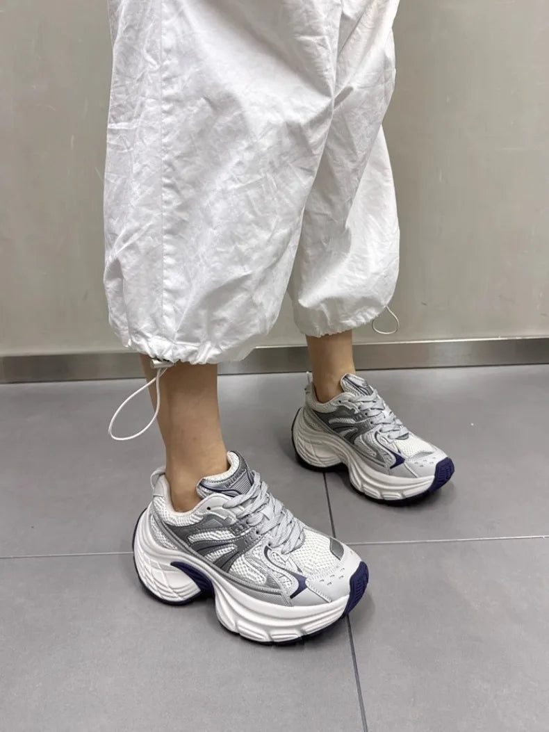 Sneakers for Women 2026 New Style Thick Sole Retro Breathable Lightweight Autumn Height Increasing Casual Sports Shoes Trend