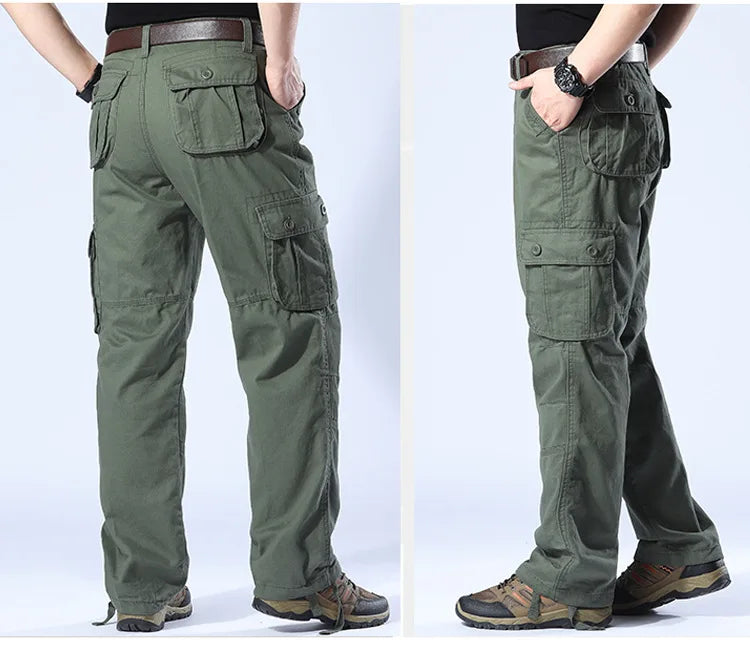 Tactical Cargo Pants Men Military Work Overalls Loose Straight Long Trousers Multi-Pocket Baggy Casual Cotton Army Slacks Pants