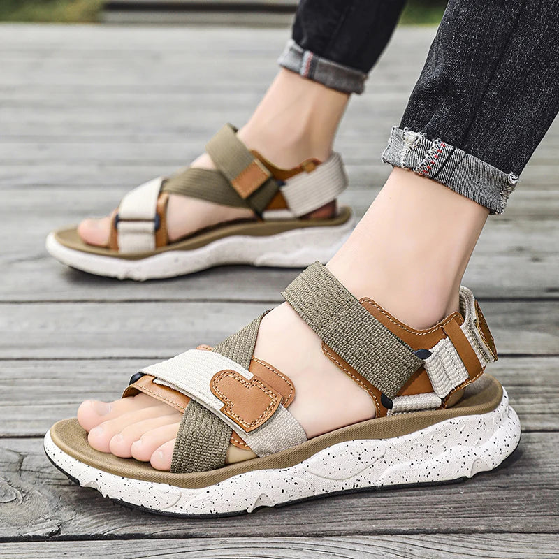 Summer Platform Hiking Sandals Men Brown Outdoor Beach Sandals Woman 2025 Original Luxury Designer Sandals Man sandalias hombre