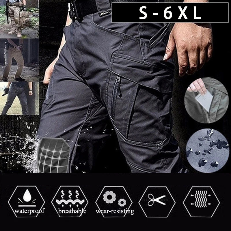 Cargo Pants Men Tactical Trousers Casual Multi Pockets Waterproof Pant Wear-Resistant Casual Trousers Outdoor Hiking Work Man