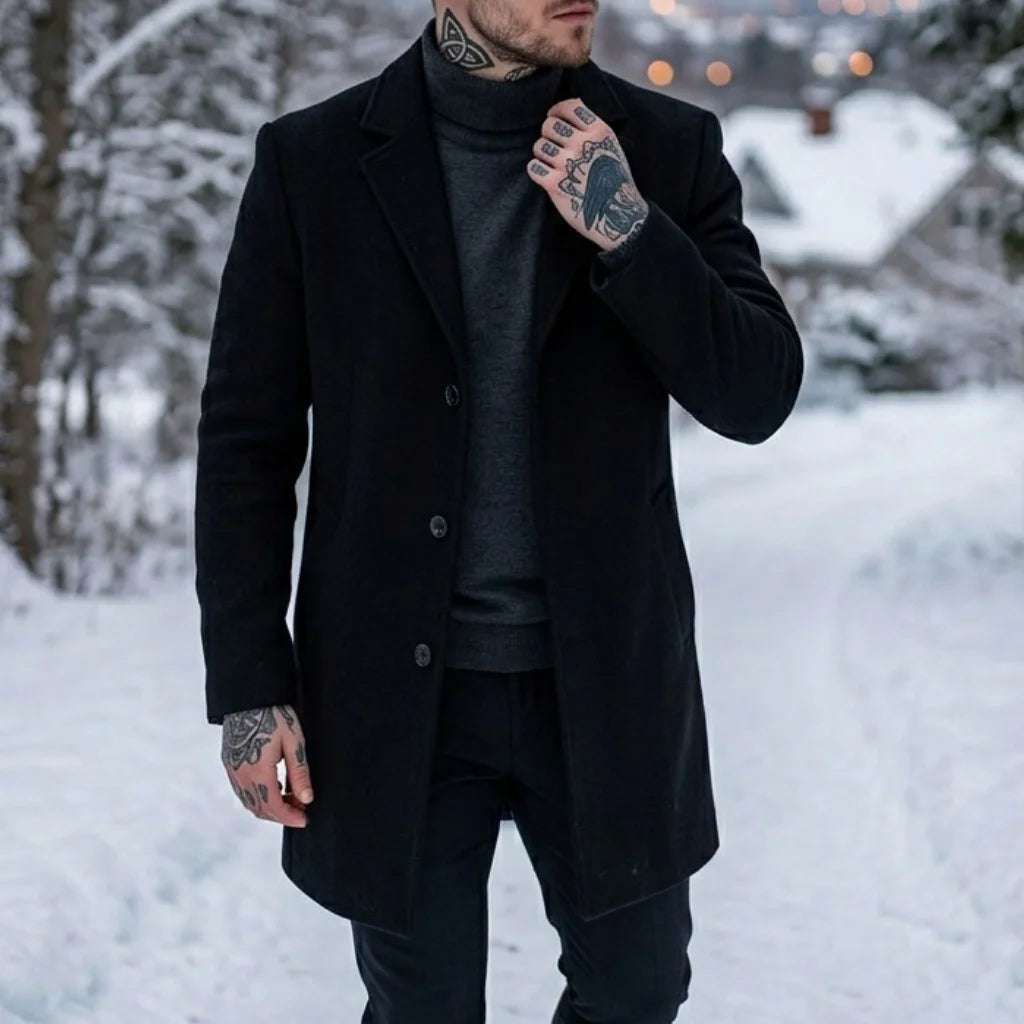 Winter Men's Jacket Outdoor Cold Coats Single Breasted Simple Coat Windbreaker Woolen Blend Men Business Casual Jacket Outerwear