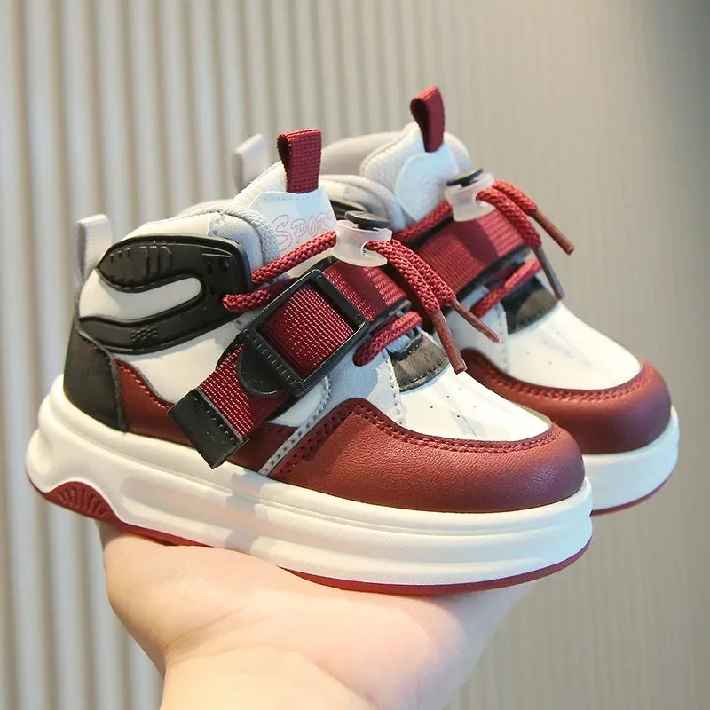 Kid Sneakers 2025 Spring Autumn Boys Causal High Top Sneakers Girls School Versatile Children's Chunky Basketball Shoes Non-slip