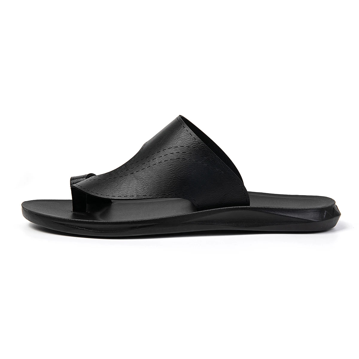 Summer Sandals High Quality Leather Men Bare Toe Slippers Men Shoes Slip on Casual Shoes Outdoor Mens Slides Comfy Beach Sandals
