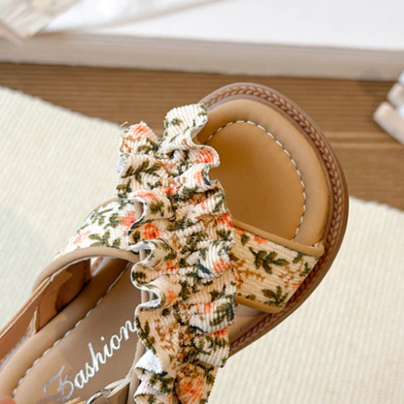 Summer Kids Sandals Fashion Flower Soft Bottom Girls Beach Sandals Princess Shoes Slippers