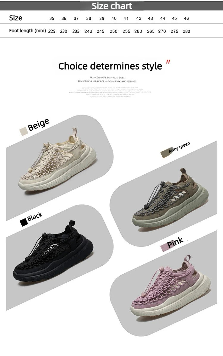 Summer Men Sandals Fashion Handmade Weaving Design Beach Sandals Breathable Casual Flat Sandals Outdoor Couples Sandals Size