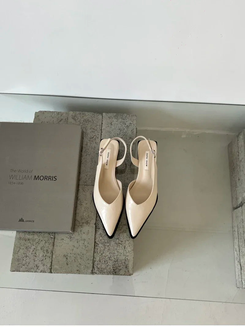 Summer Women's Cover Toe Sandals Elegant Shallow Slip On Shoes Comfort Low Heel Dress Street Style Shoes woman heeled sandals