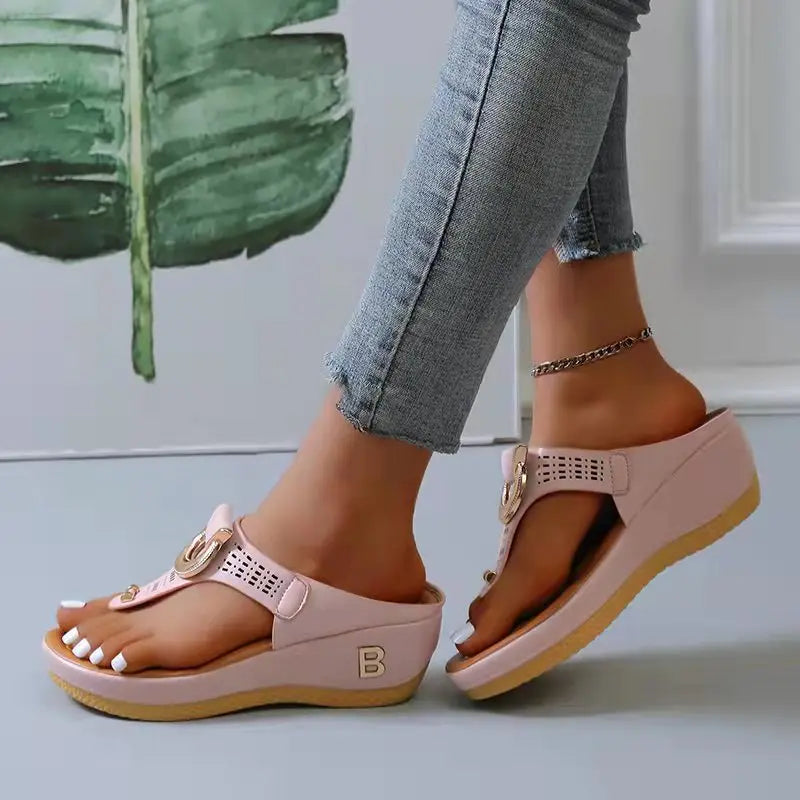 Summer Sandals Women 2026 Big Size Platform Sandals Wedges Flip Flops Shoes Comfortable Slippers Ladies Non-Slip Open Pantuflas