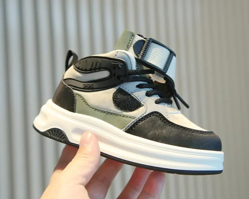 Kid Sneakers 2025 Spring Autumn Boys Causal High Top Sneakers Girls School Versatile Children's Chunky Basketball Shoes Non-slip