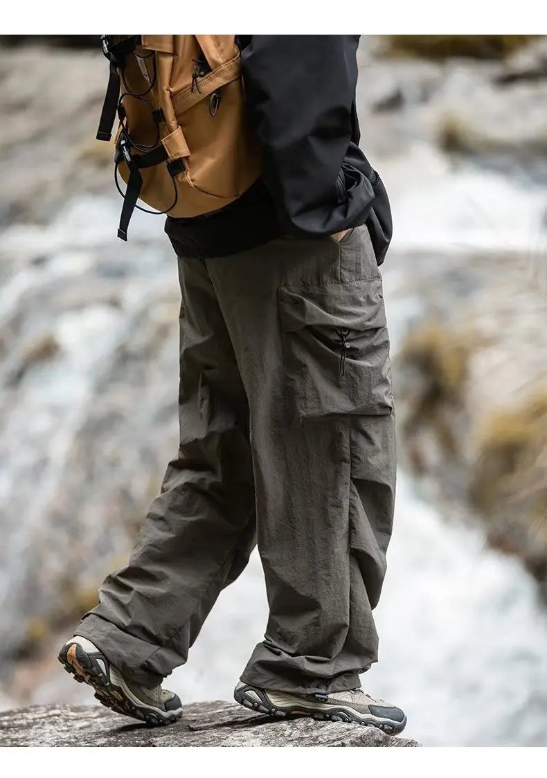 Men's Pants Cargo Punch Pants for Men Summer American Paratrooper Thin Drawstring Casual Outdoor Hiking Pant Loose Casual Trip
