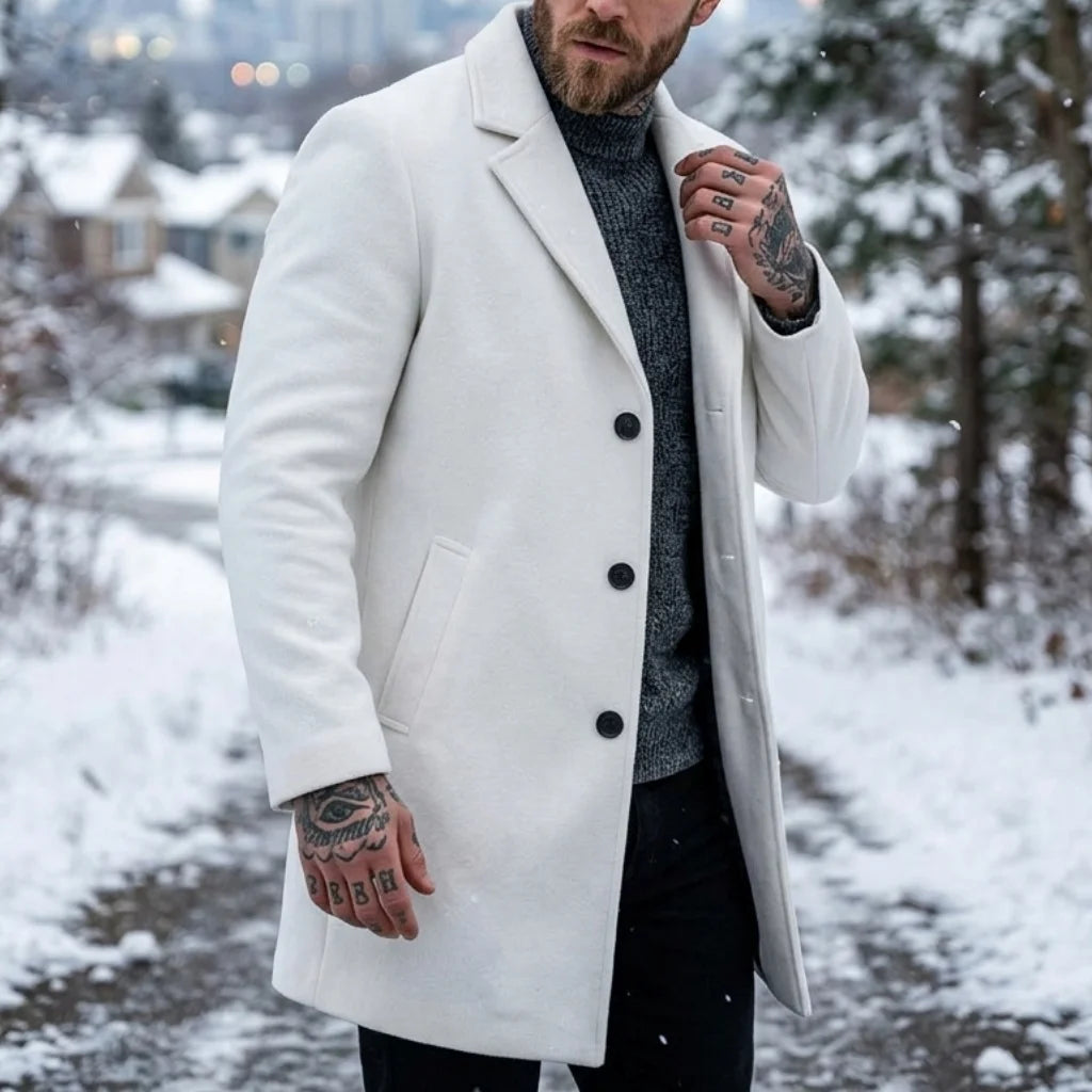 Winter Men's Jacket Outdoor Cold Coats Single Breasted Simple Coat Windbreaker Woolen Blend Men Business Casual Jacket Outerwear