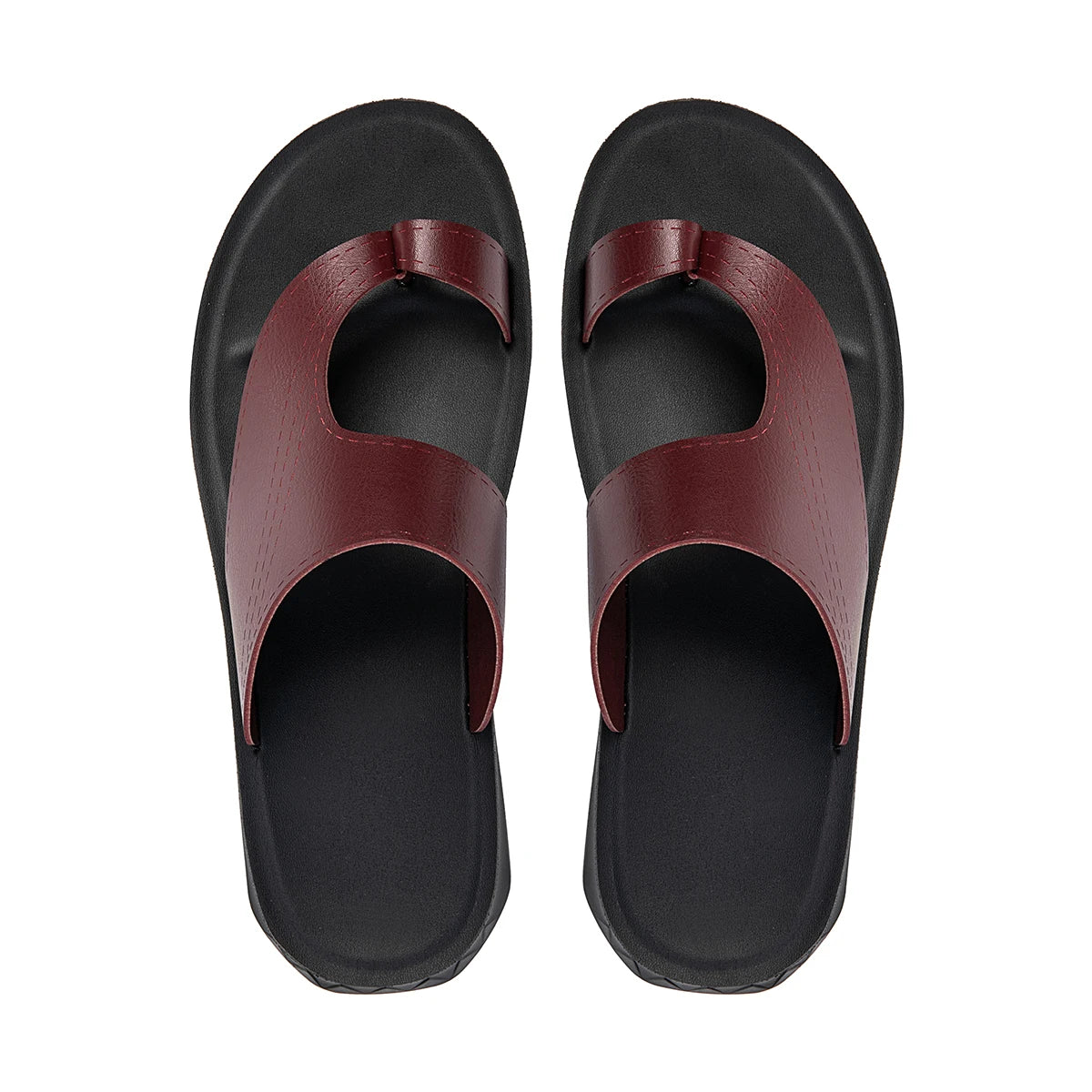 Summer Sandals High Quality Leather Men Bare Toe Slippers Men Shoes Slip on Casual Shoes Outdoor Mens Slides Comfy Beach Sandals