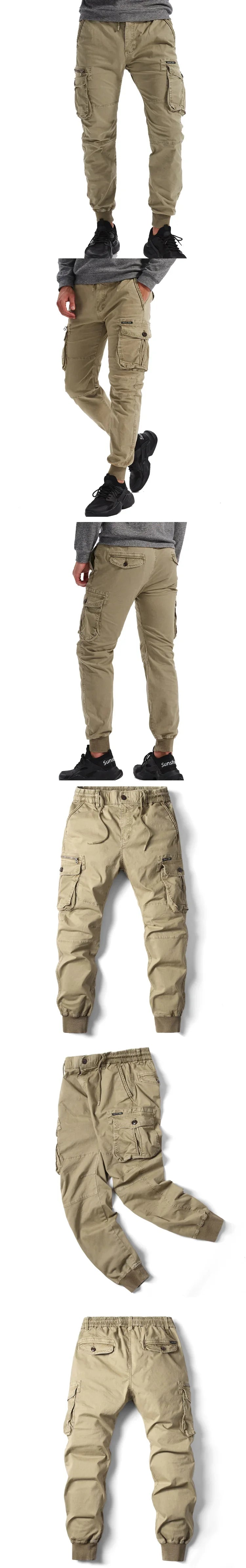 Cargo Pants Men Jogging Casual Pants Cotton Elastic Waist Military Mens Streetwear Mens Work Tactical  Trousers Plus Size