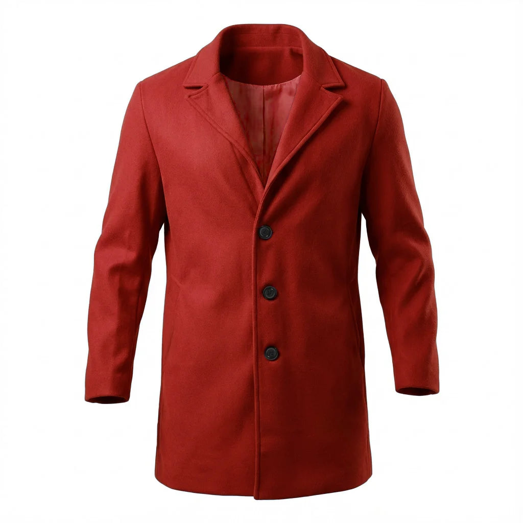 Winter Men's Jacket Outdoor Cold Coats Single Breasted Simple Coat Windbreaker Woolen Blend Men Business Casual Jacket Outerwear