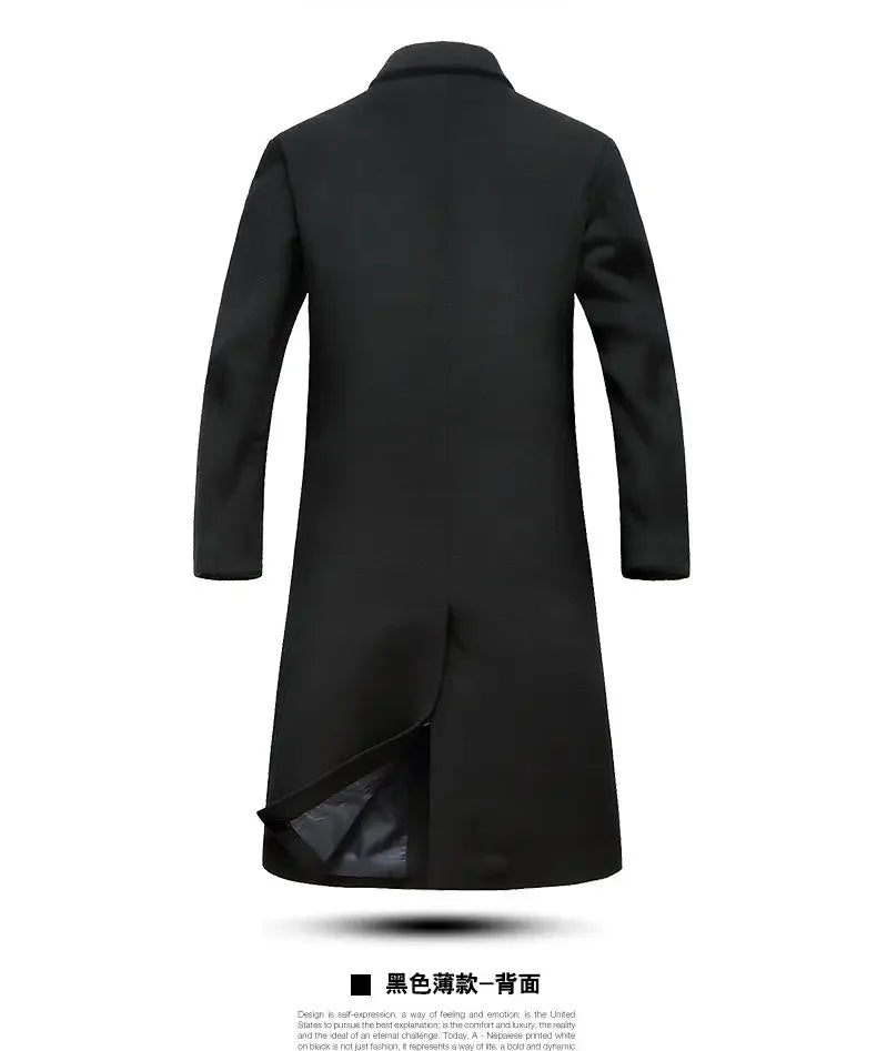 Winter Jacket Men Fashion Business Slim-fit British Style Solid Color Outdoor Cold Casual Trend Thickened Tweed Coat