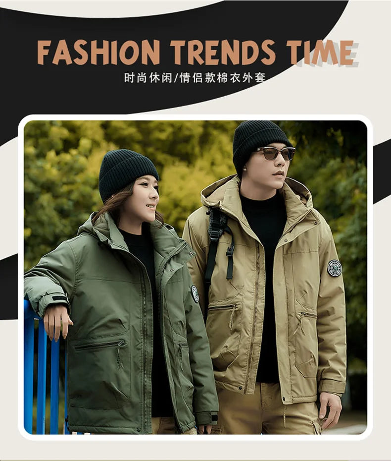 Winter Jacket Men Outwear Fleece Liner Warm Hooded Men multi-pocket Cargo Jacket Men Windproof Casual Hiking Coat Male Clothing
