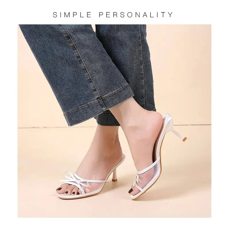 Summer Women's Sandals Elegant Women High Heels Fashion High Quality Butterfly-Knot Open Toe Slippers Brand Designer Women Pumps