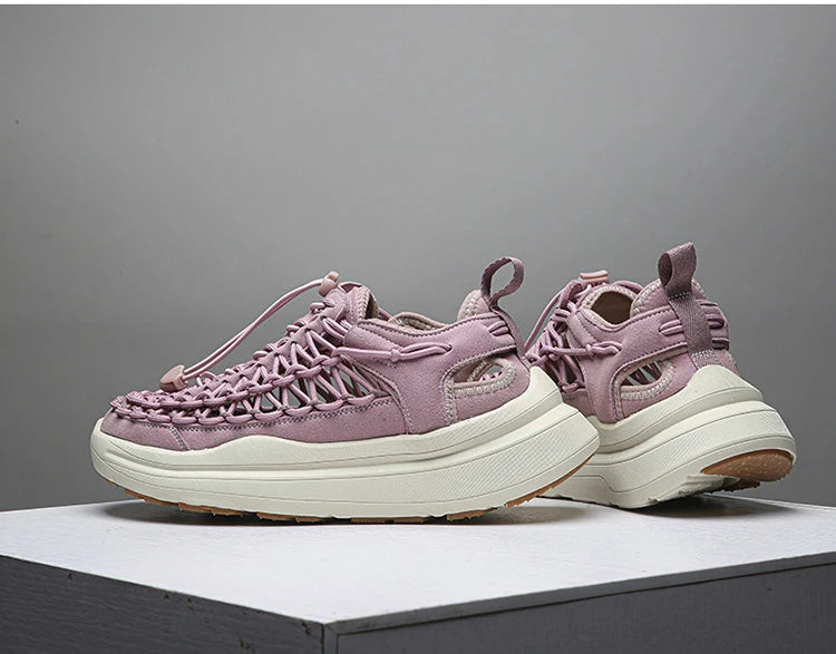 Summer Men Sandals Fashion Handmade Weaving Design Beach Sandals Breathable Casual Flat Sandals Outdoor Couples Sandals Size