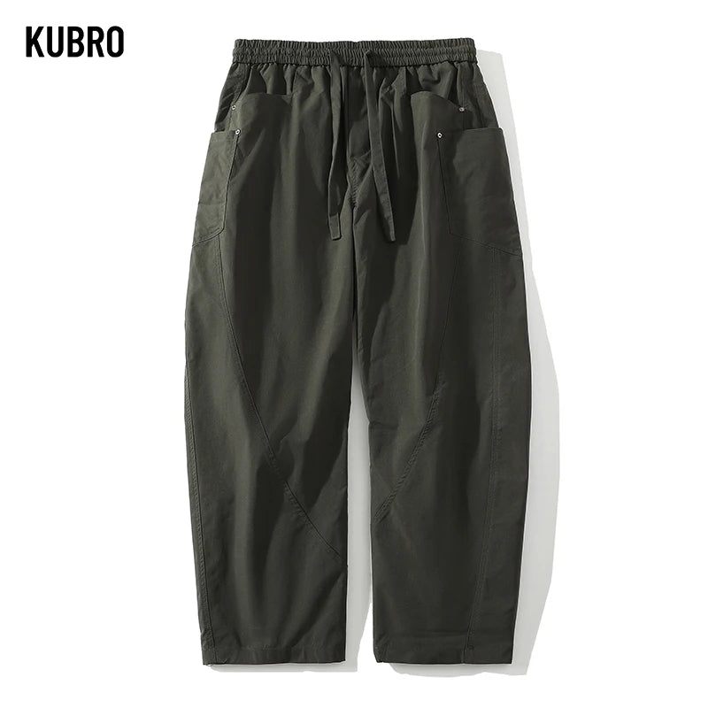 Men's Spring Summer Fashion Cargo Pants with Elastic Solid Color Multi-Pocket Long Pants Suitable for Outdoor Sports and Leisure