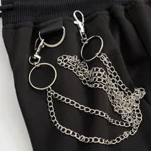 Black Cargo Pants for Women Techwear Female Goth Joggers with Chain Casual Trousers Hip Hop Sweaatpants Loose Street Rock Style