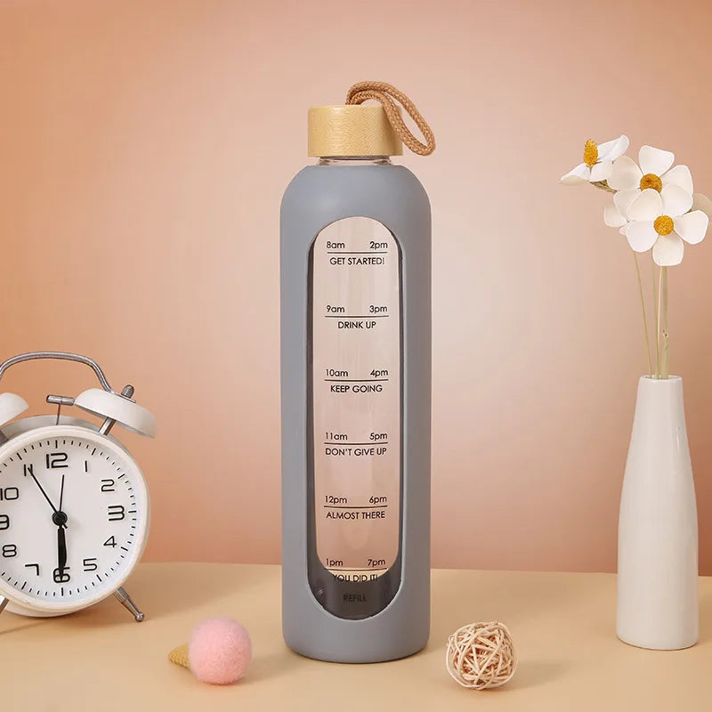 1L HIGH Borosilicate Glass Glass  Water Bottle  Portable Leakproof Drinking Bottles Home Office Gym Travel Outdoor Sports Kettle