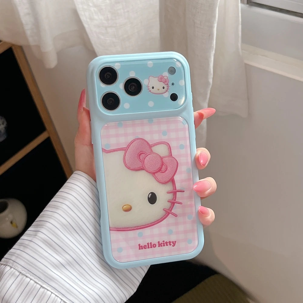 Fashion Cute Cartoon Sanrio Hello Kitty Wave point Bow Phone Case For iPhone 17 Pro 16 15 Pro Max Cases Shockproof Hard Cover