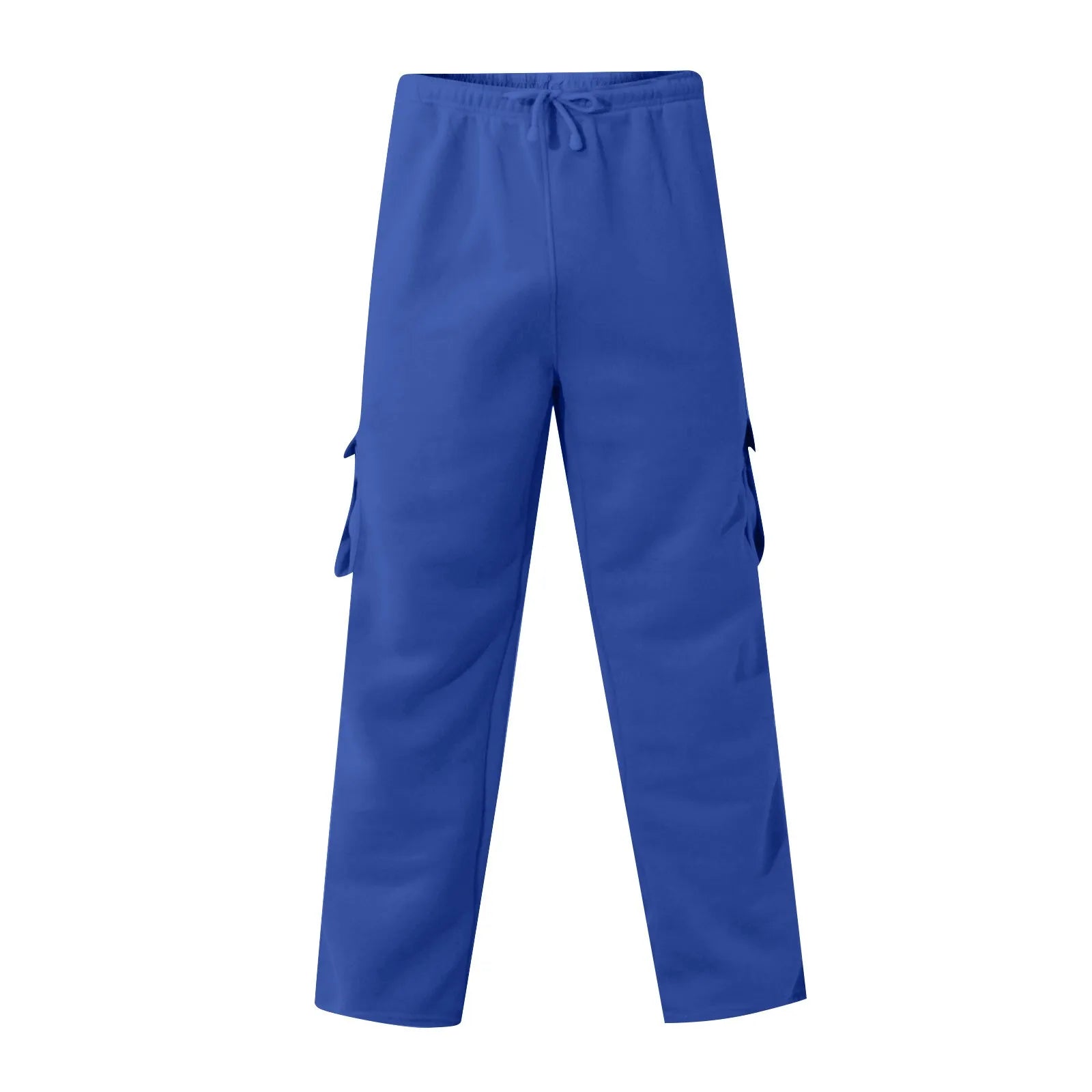 Men'S Cargo Pants Rope Loosening Waist Solid Color Pocket Trousers Comfortable Loose Sports Trousers Casual Wide Leg Pants