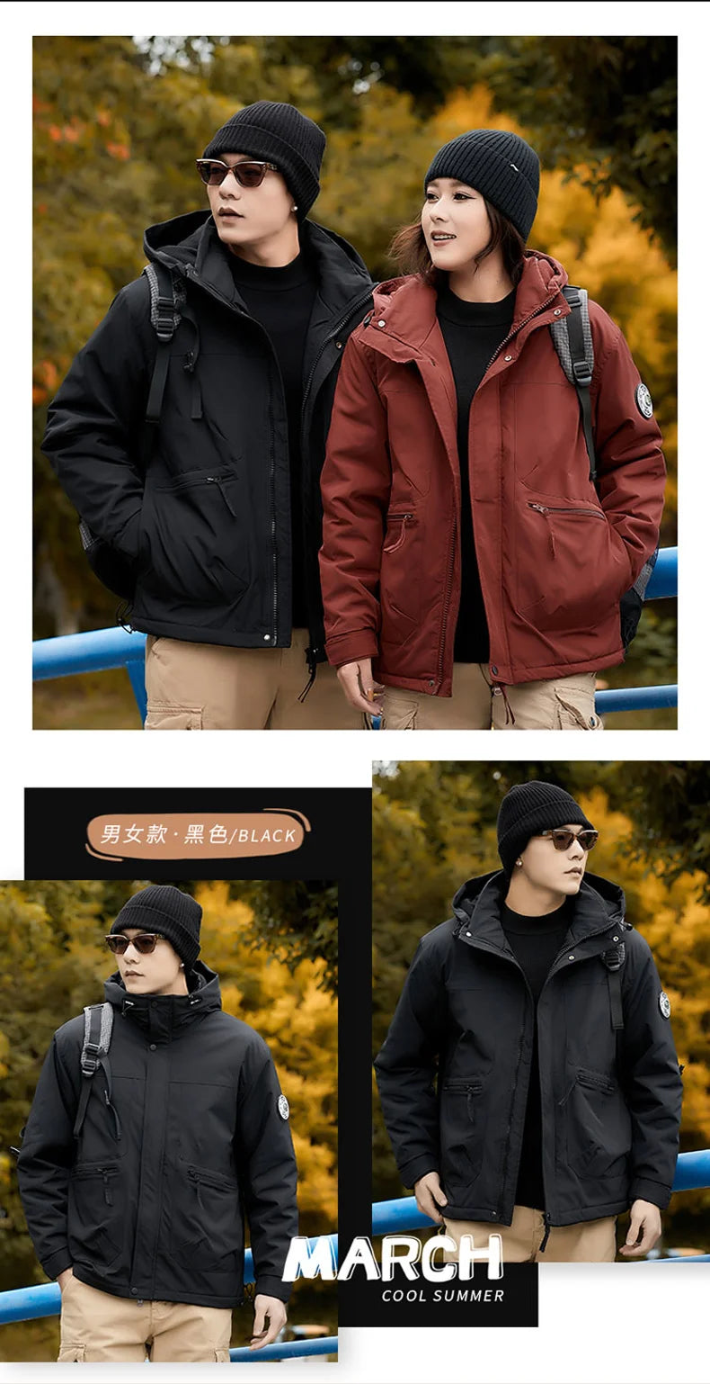 Winter Jacket Men Outwear Fleece Liner Warm Hooded Men multi-pocket Cargo Jacket Men Windproof Casual Hiking Coat Male Clothing