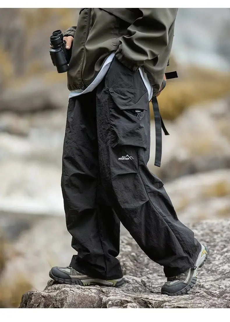 Men's Pants Cargo Punch Pants for Men Summer American Paratrooper Thin Drawstring Casual Outdoor Hiking Pant Loose Casual Trip