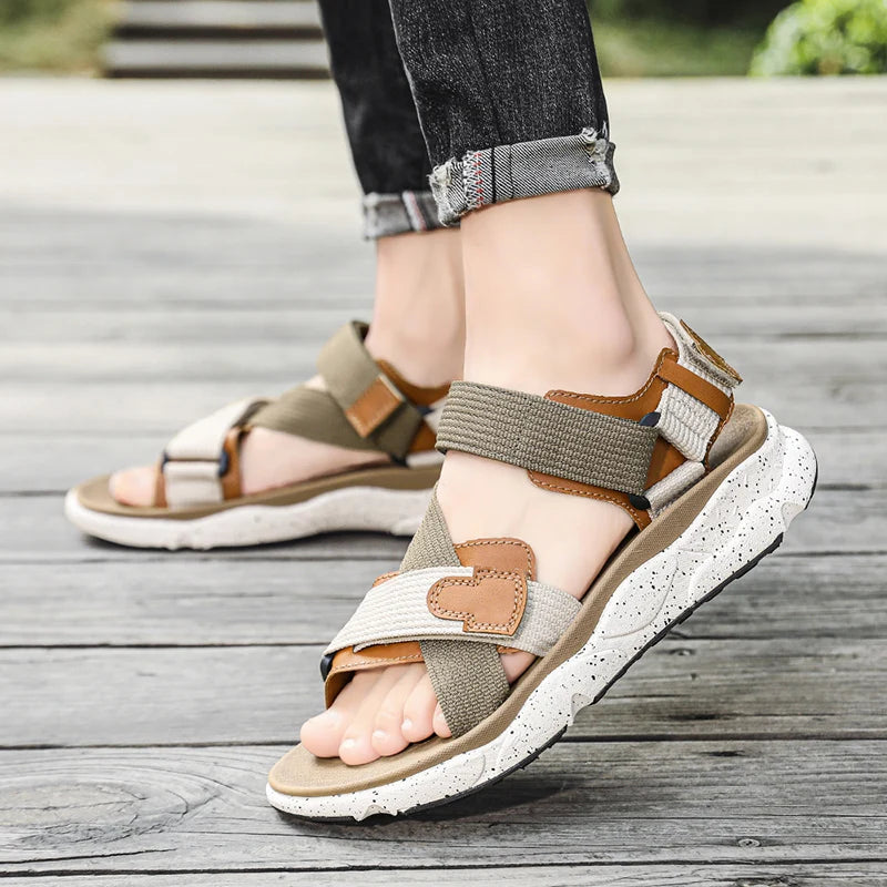 Summer Platform Hiking Sandals Men Brown Outdoor Beach Sandals Woman 2025 Original Luxury Designer Sandals Man sandalias hombre
