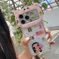 3D Cartoon Little  Girl Cute  Phone Case for iPhone 16 Pro 17 Pro Max 14 15 16 17 Cases With Chain Shockproof Cover