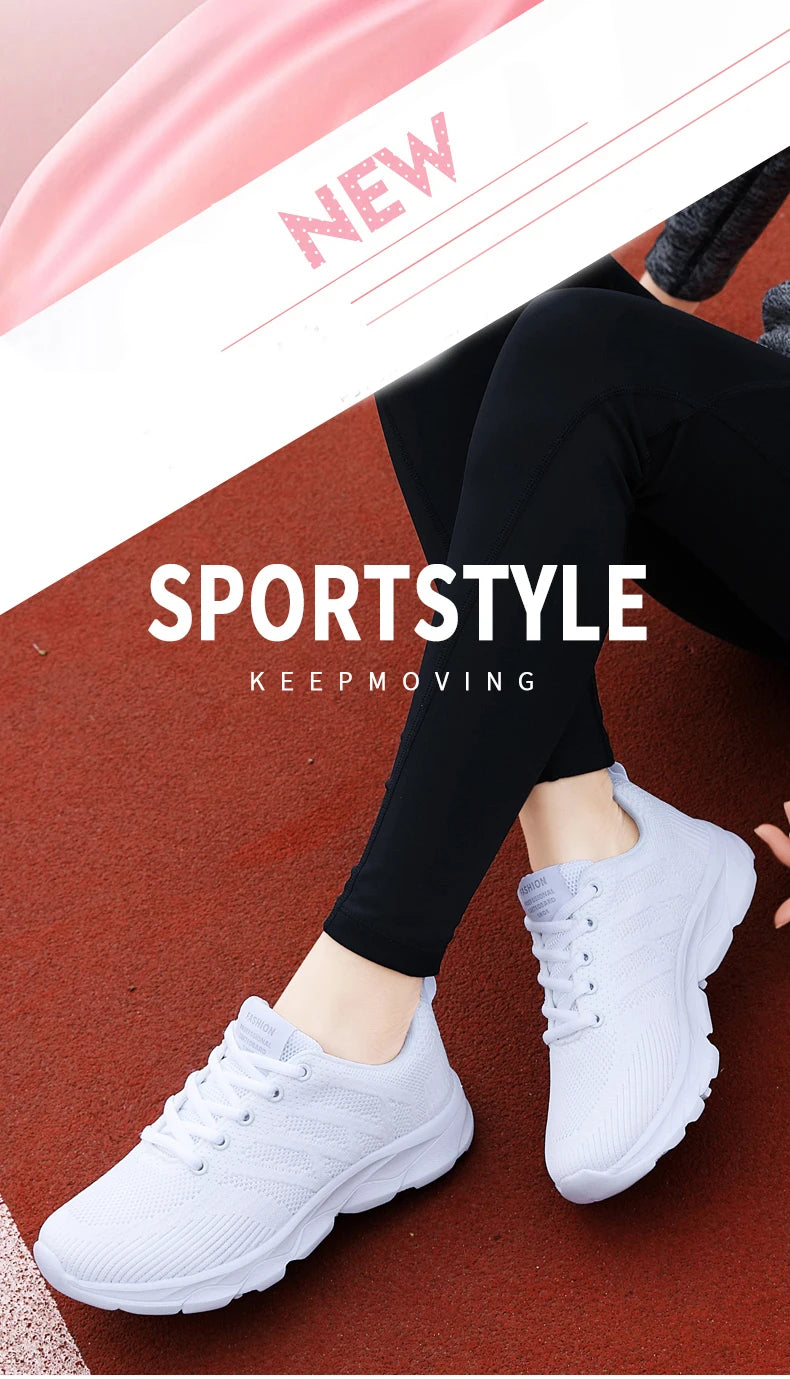 New Sneakers Women Casual Shoes Fashion Breathable Walking Mesh Flat Shoes Women 2024 Tenis Feminino White Ladies sports Shoes