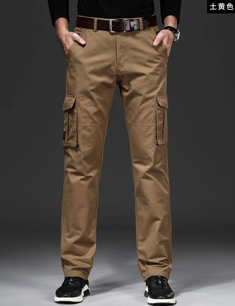 Casual Mens Cargo Pants  Baggy Clothing Multiple Pockets Khaki Black Safari Work Pants Tactical Military Trousers Pants for Male