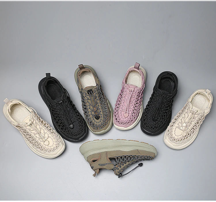 Summer Men Sandals Fashion Handmade Weaving Design Beach Sandals Breathable Casual Flat Sandals Outdoor Couples Sandals Size