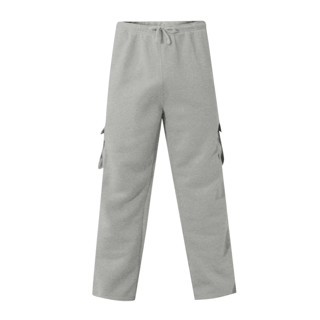 Men'S Cargo Pants Rope Loosening Waist Solid Color Pocket Trousers Comfortable Loose Sports Trousers Casual Wide Leg Pants