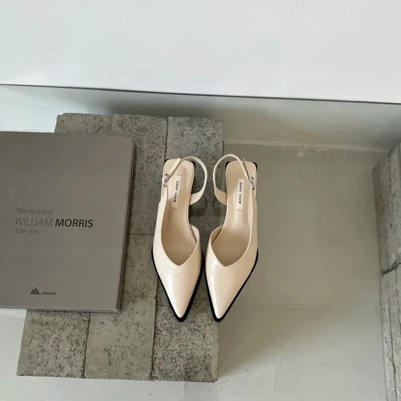 Summer Women's Cover Toe Sandals Elegant Shallow Slip On Shoes Comfort Low Heel Dress Street Style Shoes woman heeled sandals