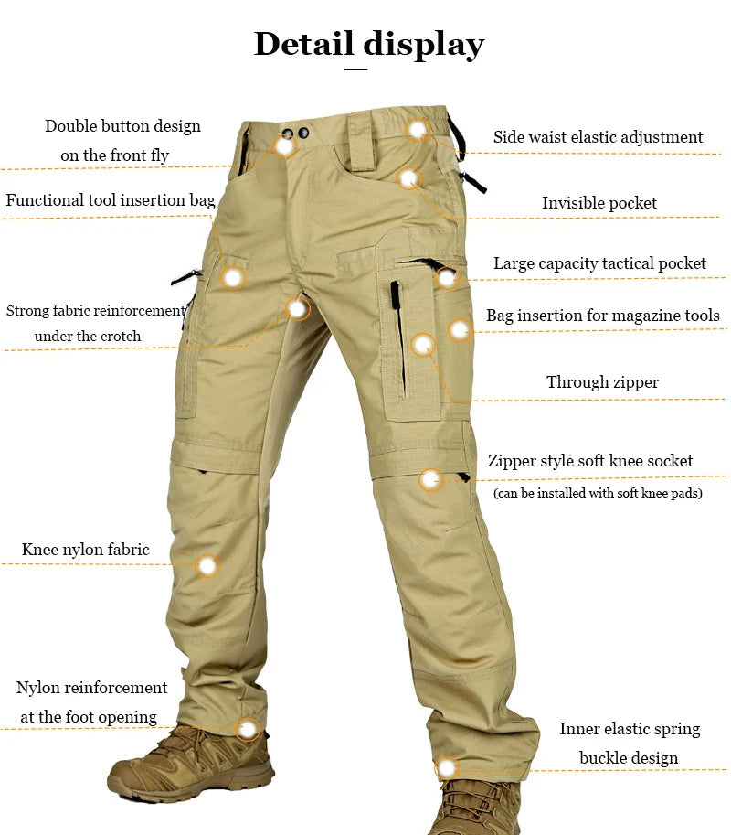 Men Cargo Pants Tactics Wear Resistant Multiple Pockets Military Tactical Pants Casual Spring Autumn Men's Trousers Hiking