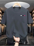 Men'S  Oversized T-Shirt - Breathable Short Sleeve Round Neck with Minimalist Black Grid Pattern PrintCa
