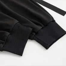 Black Cargo Pants for Women Techwear Female Goth Joggers with Chain Casual Trousers Hip Hop Sweaatpants Loose Street Rock Style