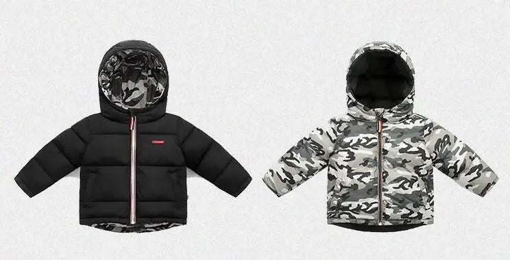 2025 Winter Boys Jacket Children Clothing Keep Warm Cotton Thicken Coats Kids Zipper Hooded Outerwear Plus Velvet Jackets
