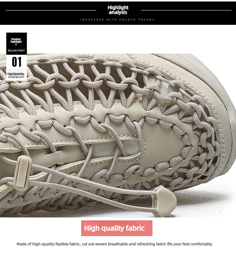 Summer Men Sandals Fashion Handmade Weaving Design Beach Sandals Breathable Casual Flat Sandals Outdoor Couples Sandals Size