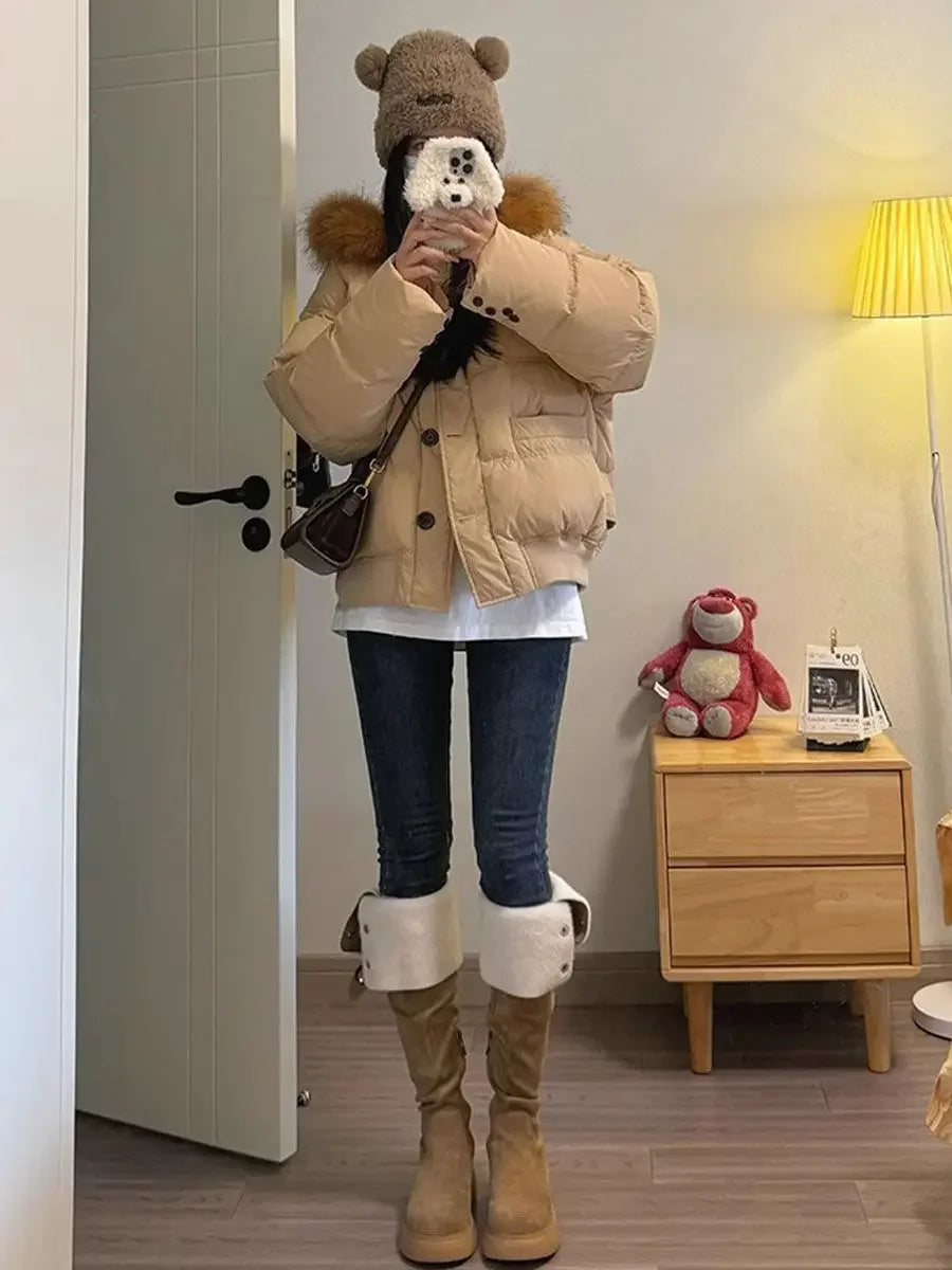 2025 Jackets for Women in Winter, Super Nice-looking Cotton Coats with Fur Collar, Short Cotton-padded Jackets for Little People