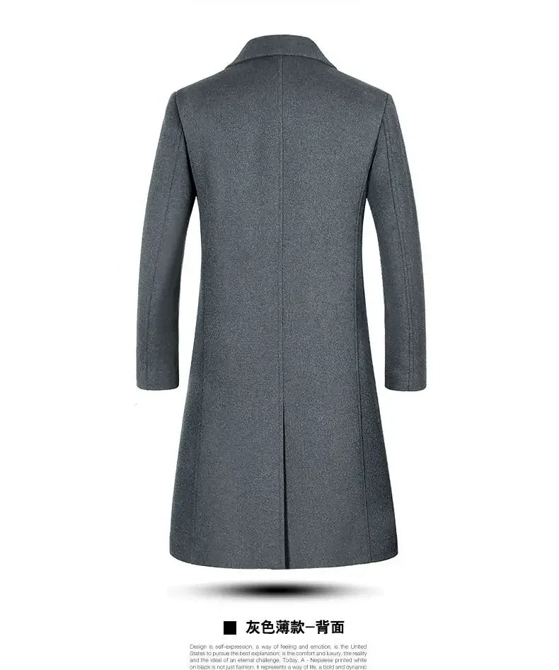 Winter Jacket Men Fashion Business Slim-fit British Style Solid Color Outdoor Cold Casual Trend Thickened Tweed Coat