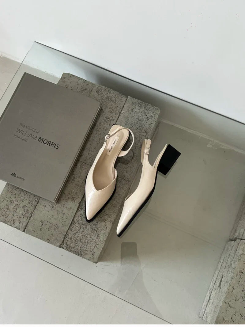 Summer Women's Cover Toe Sandals Elegant Shallow Slip On Shoes Comfort Low Heel Dress Street Style Shoes woman heeled sandals