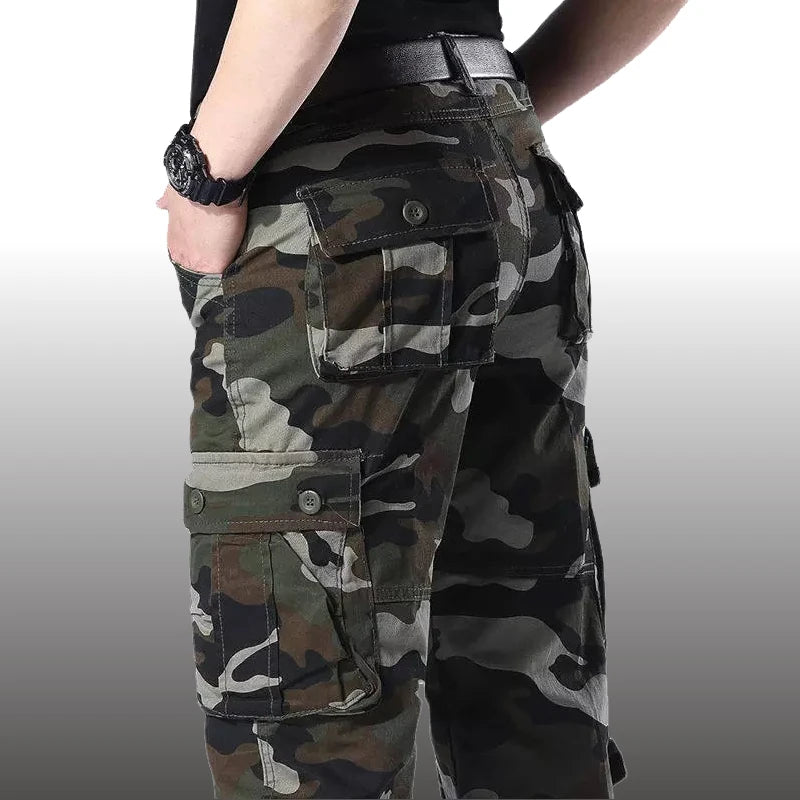 Tactical Cargo Pants Men Military Work Overalls Loose Straight Long Trousers Multi-Pocket Baggy Casual Cotton Army Slacks Pants