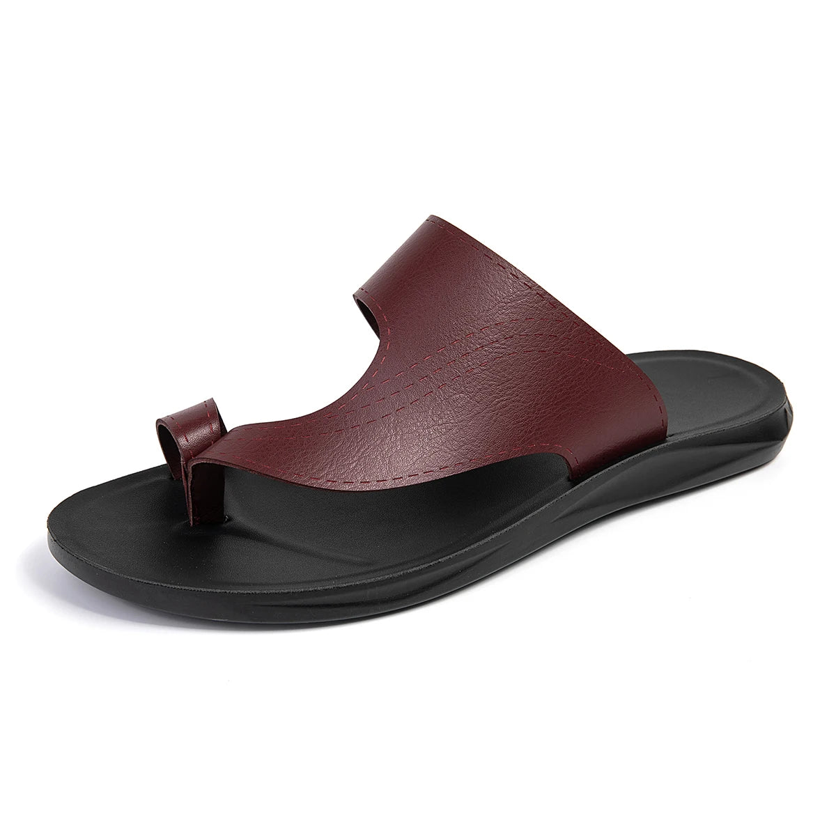 Summer Sandals High Quality Leather Men Bare Toe Slippers Men Shoes Slip on Casual Shoes Outdoor Mens Slides Comfy Beach Sandals