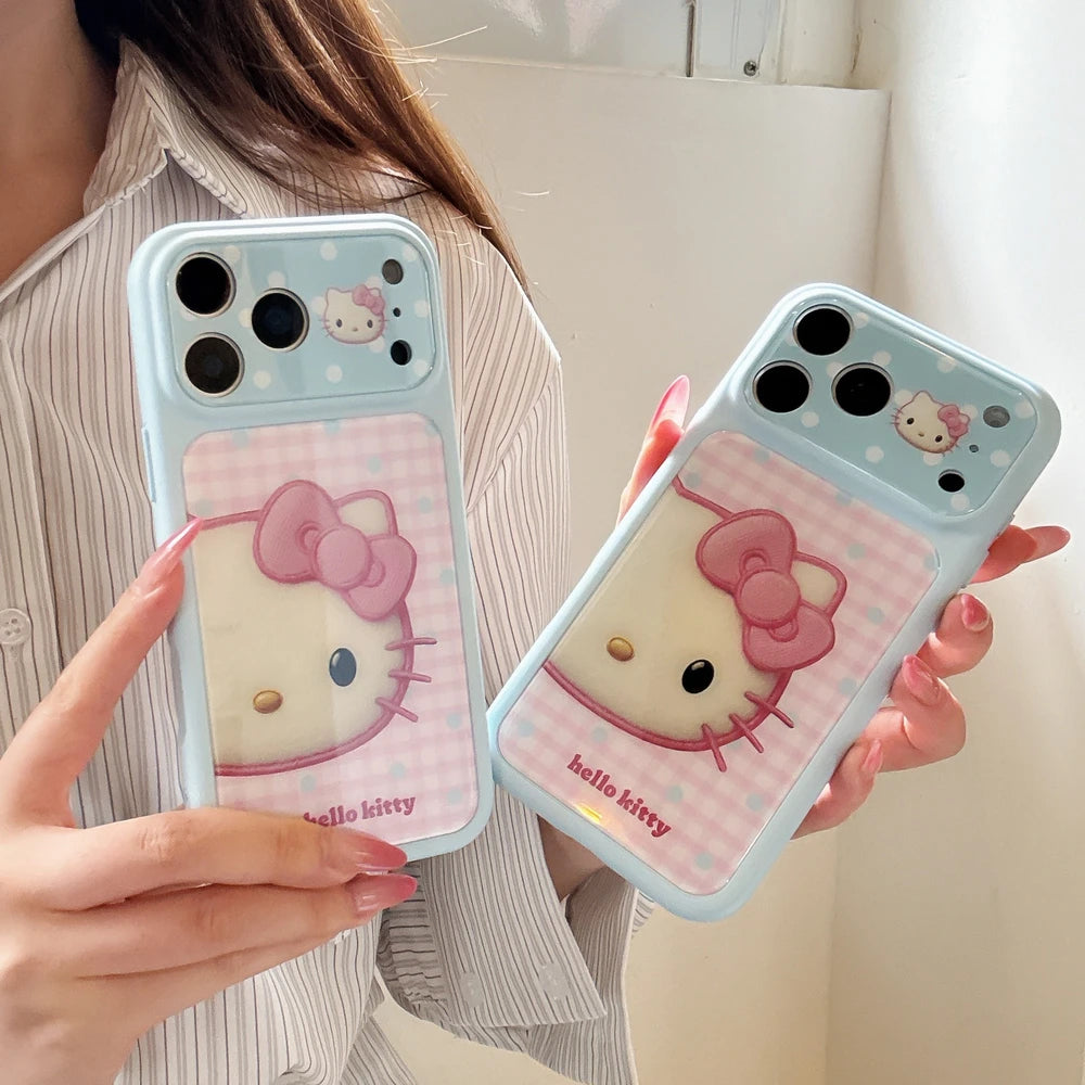 Fashion Cute Cartoon Sanrio Hello Kitty Wave point Bow Phone Case For iPhone 17 Pro 16 15 Pro Max Cases Shockproof Hard Cover