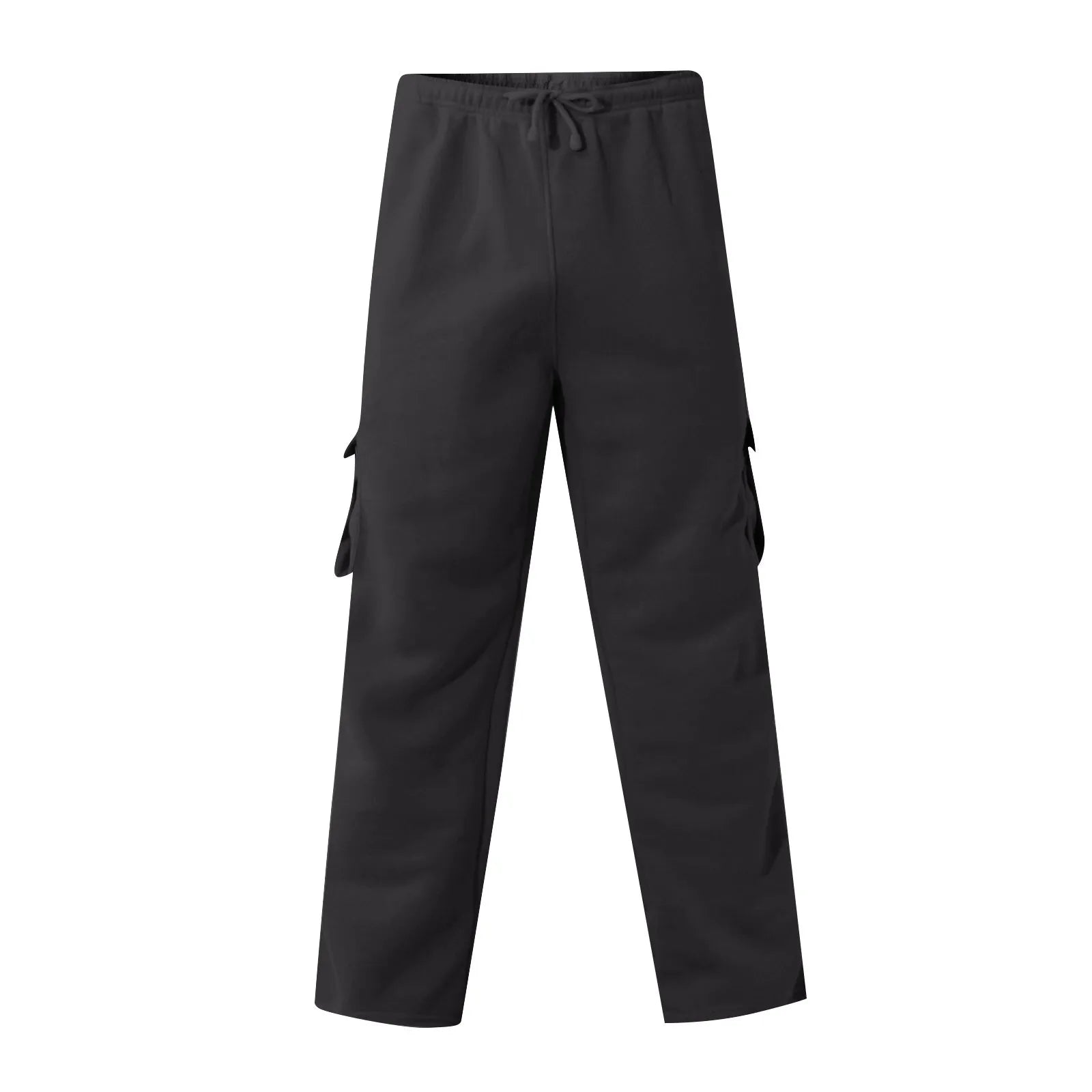 Men'S Cargo Pants Rope Loosening Waist Solid Color Pocket Trousers Comfortable Loose Sports Trousers Casual Wide Leg Pants