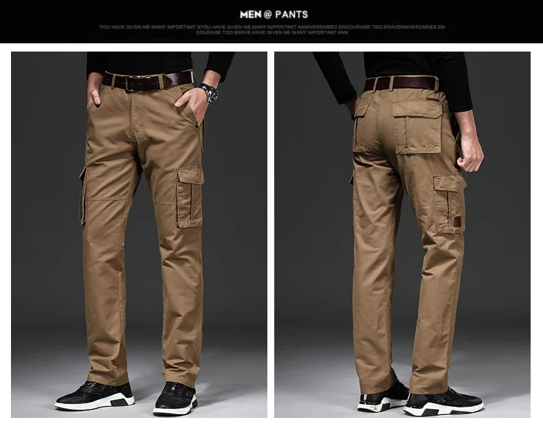 Casual Mens Cargo Pants  Baggy Clothing Multiple Pockets Khaki Black Safari Work Pants Tactical Military Trousers Pants for Male